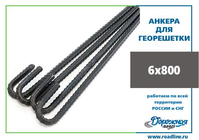Анкер металлический для георешетки 6х800