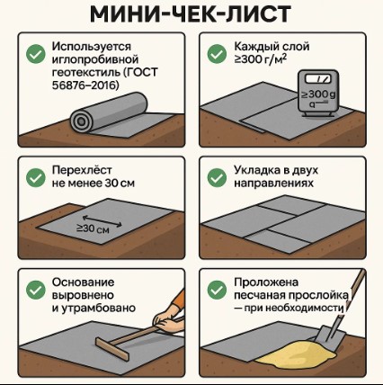 Чек лист по геотекстилю